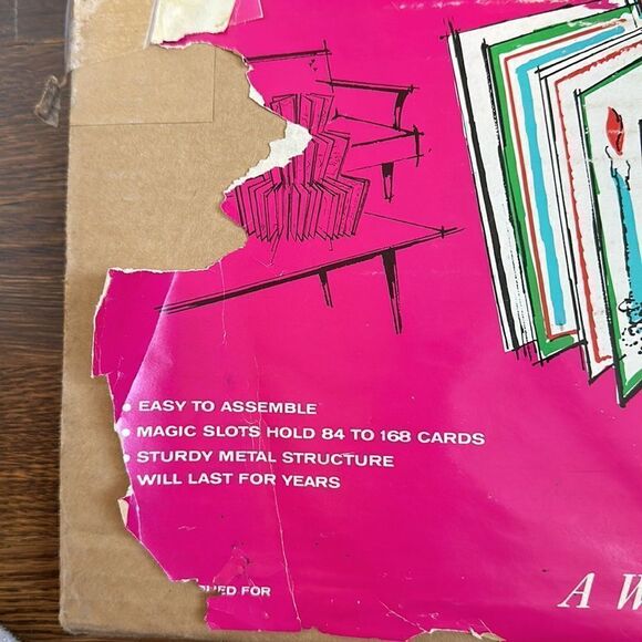 Vintage Mid Century gold Christmas Card Tree in Original box - Picture 6 of 10